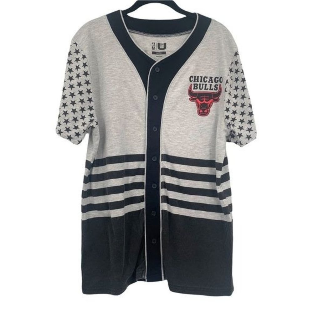 Vintage Chicago Bulls Button Down Stars Stripes Shirt Large